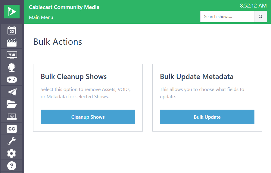 Bulk Actions Configuration