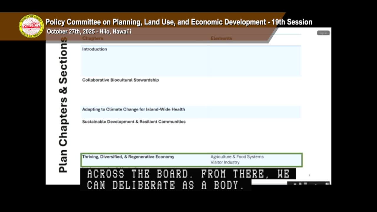 Planning, Land Use, and Economic Development: 19th Session, Special Meeting