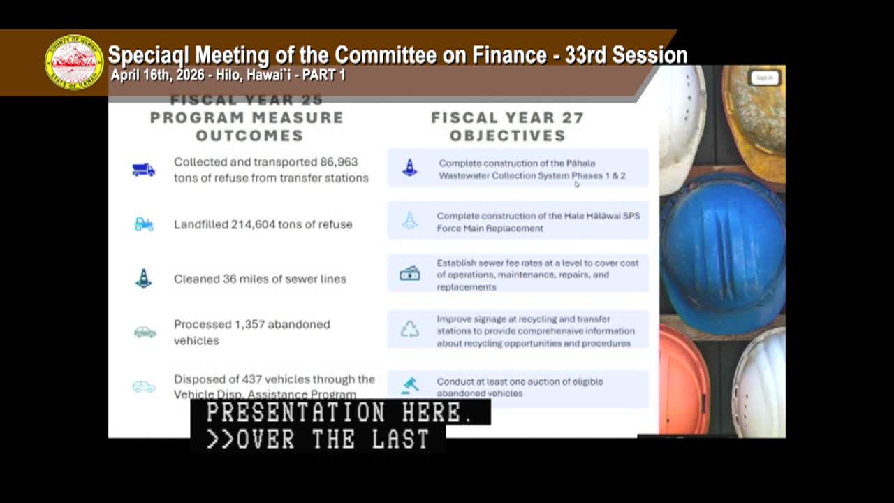 Finance: 33rd Session - Special Meeting, Part 1 - April 16