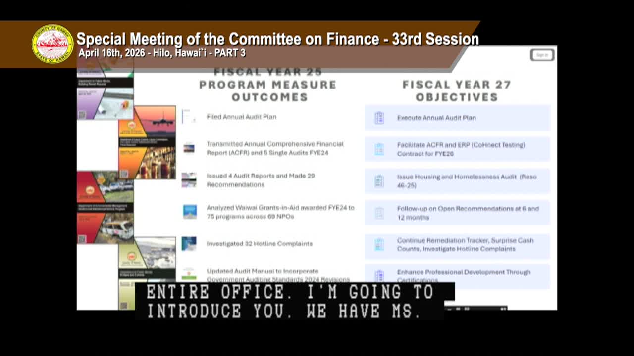 Finance: 33rd Session - Special Meeting, Part 3 - April 16