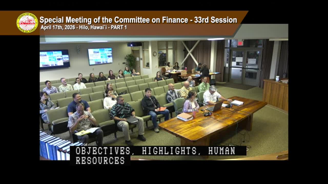 Finance: 33rd Session - Special Meeting, Part 1 - April 17