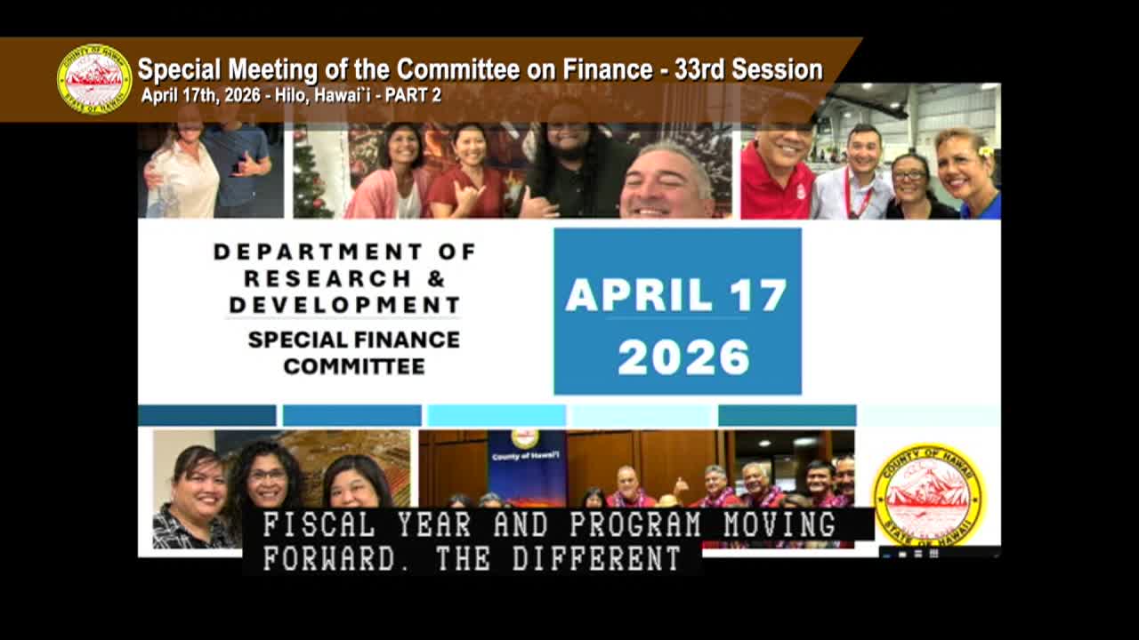 Finance: 33rd Session - Special Meeting, Part 2 - April 17
