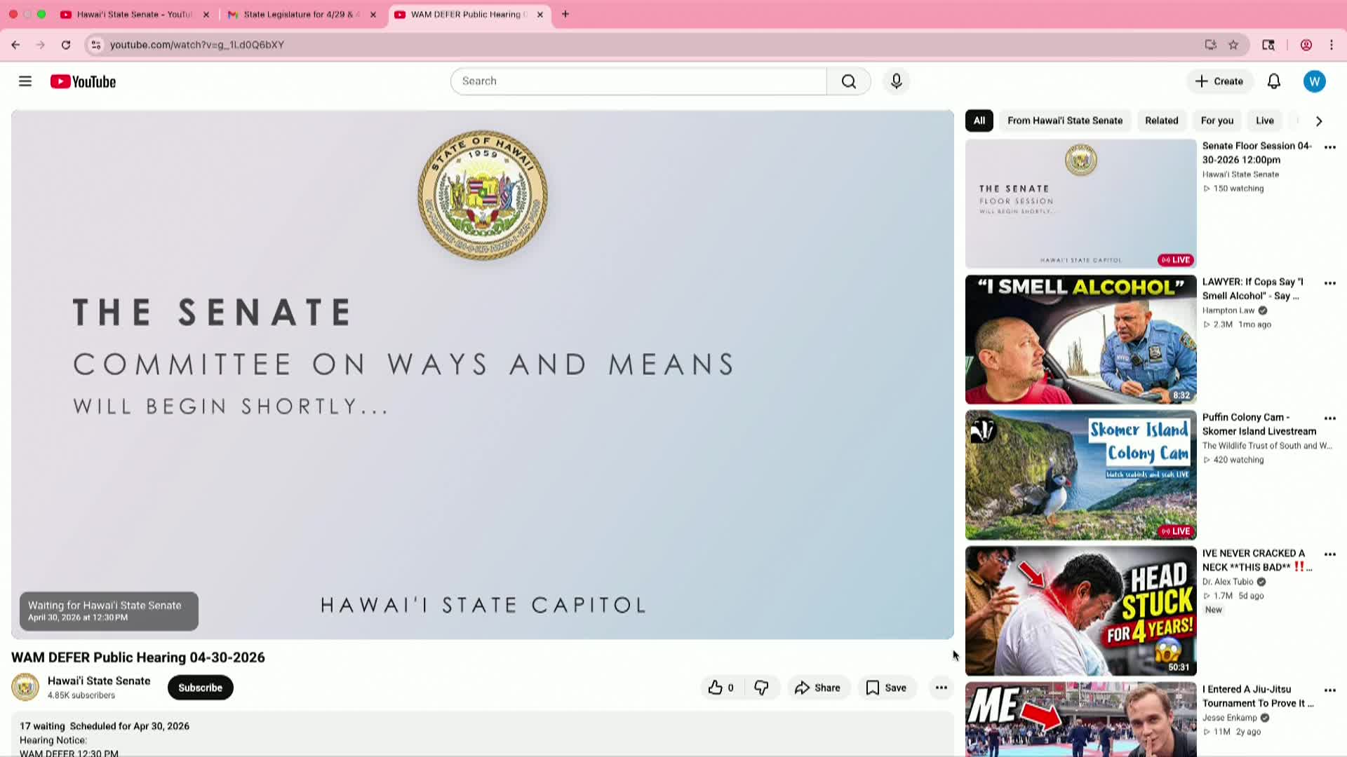 Hawaii State Legislature: Ways & Means