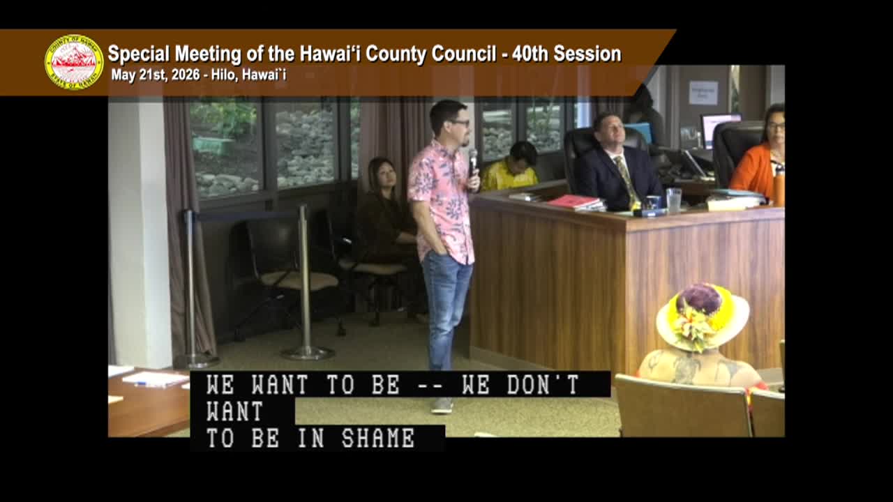 Hawaii County Council: 40th Session, Special Meeting