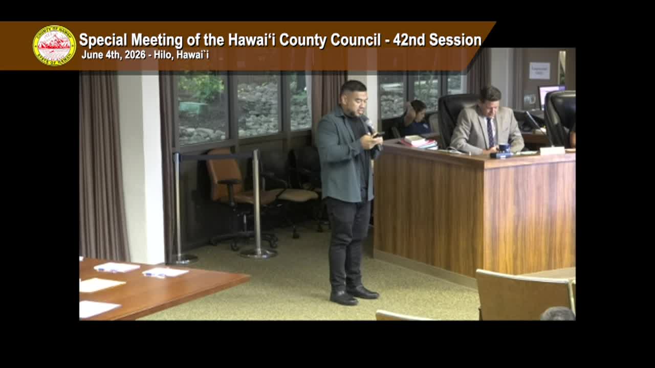 Hawaii County Council: 42nd Session, Special Meeting